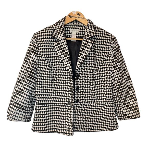 Worthington Women’s Black and White Herringbone Trendy Cropped Blazer - Size 10 - Picture 9 of 9